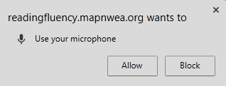 Message asks if Reading Fluency can use your microphone